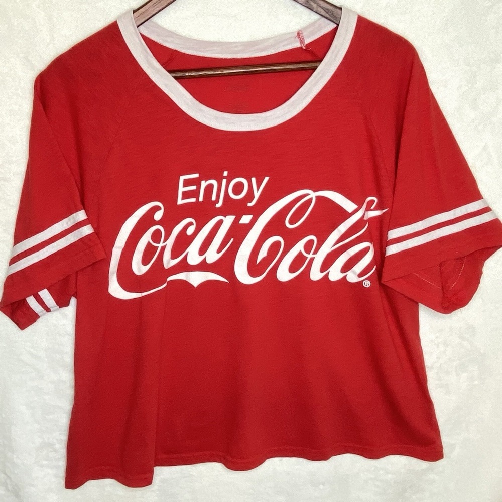 VINTAGE 80'S ENJOY COCA-COLA COKE T-SHIRT SIZE 2XL Oversized Cropped Y2K retro